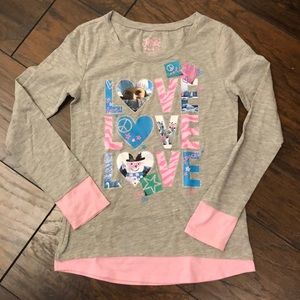 GUC Justice long sleeve tee with glitter accents.